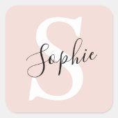 Gematigde gepersonaliseerde naam Monogram Pastel R Vierkante Sticker (Voorkant)