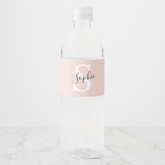Gematigde gepersonaliseerde naam Monogram Pastel R Waterfles Etiket (Voorkant)