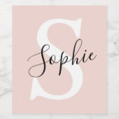 Gematigde gepersonaliseerde naam Monogram Pastel R Wijn Etiket (Enkel label)
