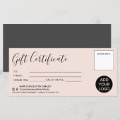 Gematigde, lichtroze logo met eenvoudig cadeaubon (Voorkant / Achterkant)