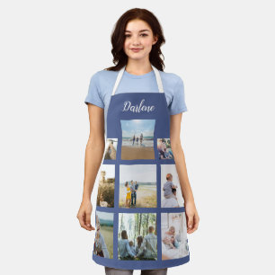 Gematigde Persoonlijke Naam Foto Collage Dusty Blu Schort