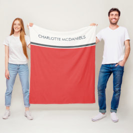 Gematigde Rode Eenvoudige Persoonlijke Naam Fleece Deken