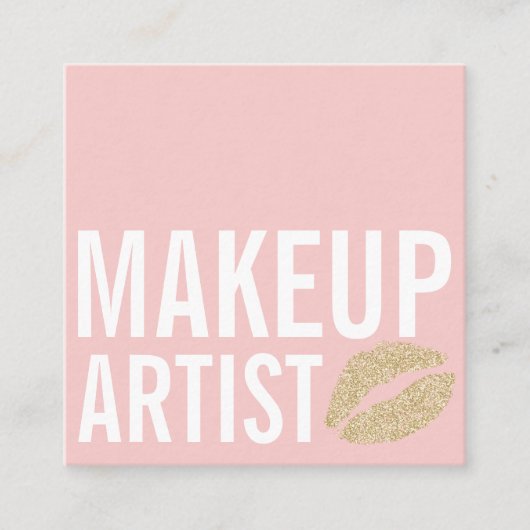 Gematigde roze make-up schoonheid vierkante visitekaartje (Voorkant)