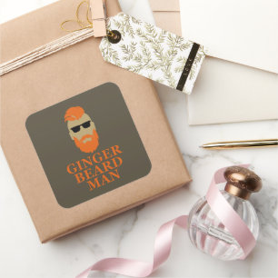 Gember baard man grappig bearded vierkante sticker