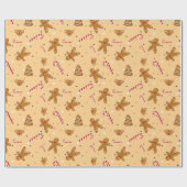 Gember mannen, snoep, kerstkoekjes cadeaupapier (Vlak)