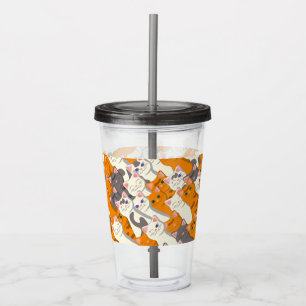 Gember wit zwart kat diagonaal patroon acryl drinkbeker