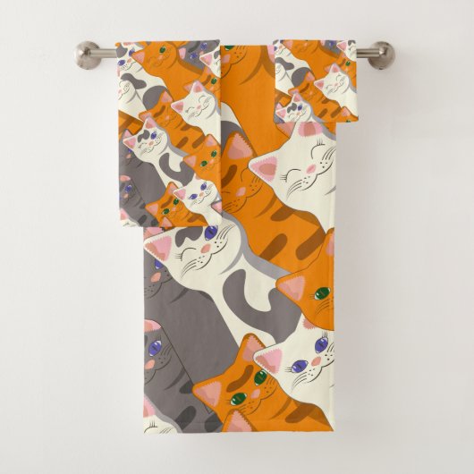 Gember wit zwart kat diagonaal patroon bad handdoek (Insitu)