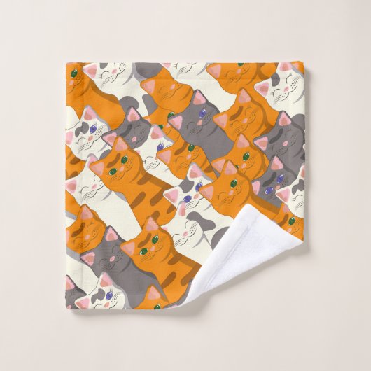 Gember wit zwart kat diagonaal patroon bad handdoek (Wasdoekje)