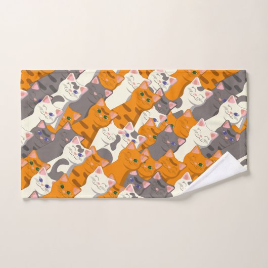 Gember wit zwart kat diagonaal patroon bad handdoek (Handdoek)