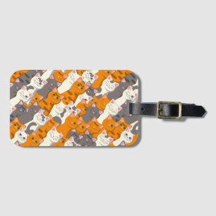 Gember wit zwart kat diagonaal patroon bagagelabel