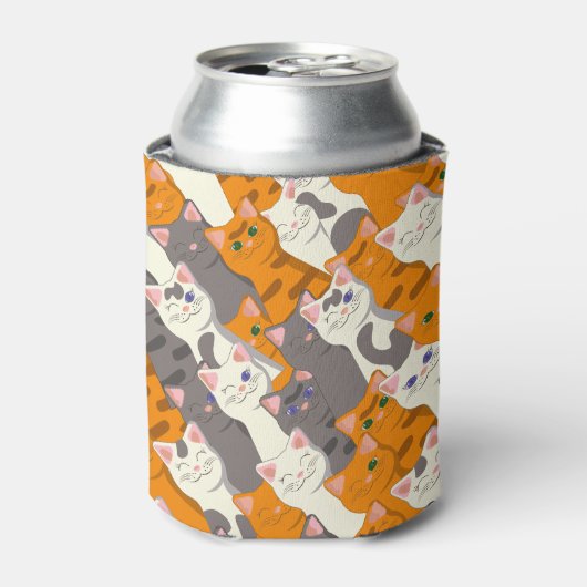 Gember wit zwart kat diagonaal patroon blikjeskoeler (Blikje Voorkant)