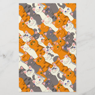 Gember wit zwart kat diagonaal patroon briefpapier
