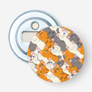 Gember wit zwart kat diagonaal patroon button flesopener