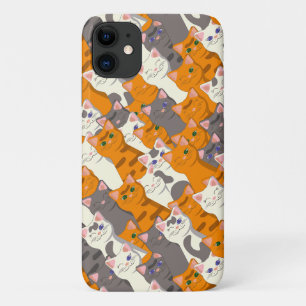 Gember wit zwart kat diagonaal patroon iPhone 11 hoesje