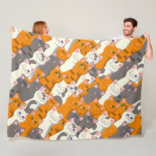 Gember wit zwart kat diagonaal patroon fleece deken
