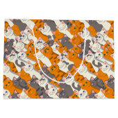 Gember wit zwart kat diagonaal patroon groot cadeauzakje (Achterkant)