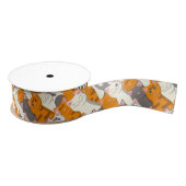 Gember wit zwart kat diagonaal patroon grosgrain lint (Spoel)