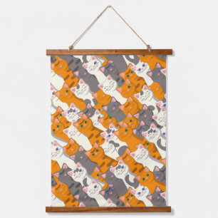 Gember wit zwart kat diagonaal patroon hangend wandkleed