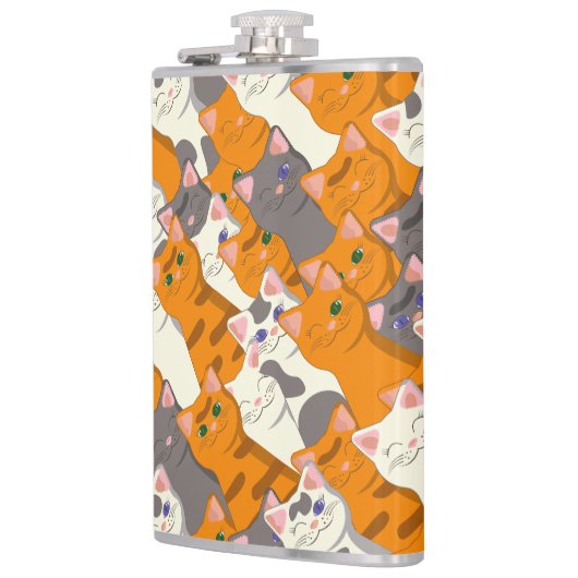 Gember wit zwart kat diagonaal patroon heupfles (Links)