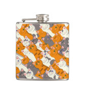 Gember wit zwart kat diagonaal patroon heupfles (Voorkant)