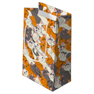 Gember wit zwart kat diagonaal patroon klein cadeauzakje