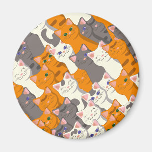 Gember wit zwart kat diagonaal patroon magneet