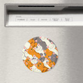 Gember wit zwart kat diagonaal patroon magneet (Insitu (Vaatwasser))