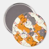 Gember wit zwart kat diagonaal patroon magneet (Voorkant / Achterkant)