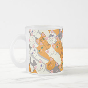 Gember wit zwart kat diagonaal patroon matglas koffiemok