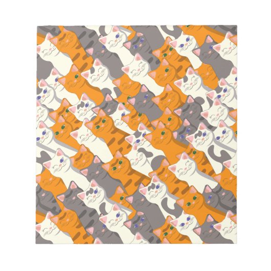 Gember wit zwart kat diagonaal patroon notitieblok (Voorkant)