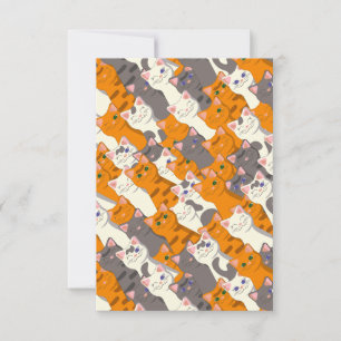Gember wit zwart kat diagonaal patroon notitiekaartje