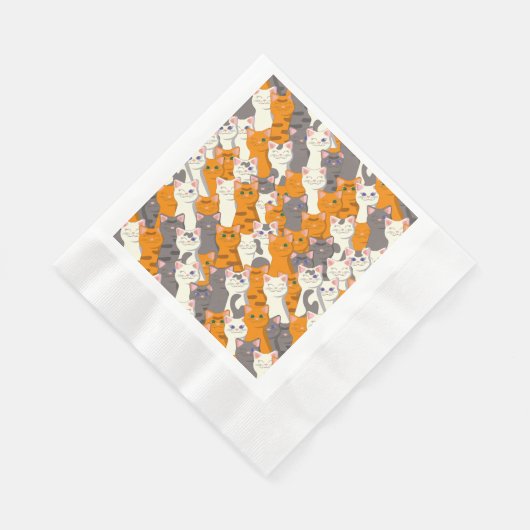 Gember wit zwart kat diagonaal patroon servet (Hoek)