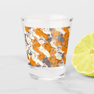 Gember wit zwart kat diagonaal patroon shot glas