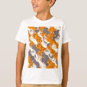 Gember wit zwart kat diagonaal patroon t-shirt (Voorkant)