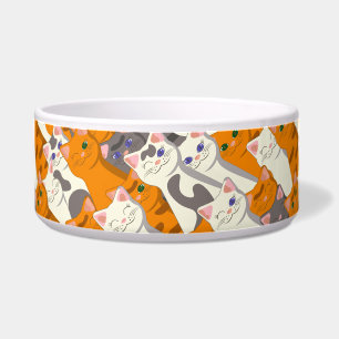 Gember wit zwart kat diagonaal patroon voerbakje