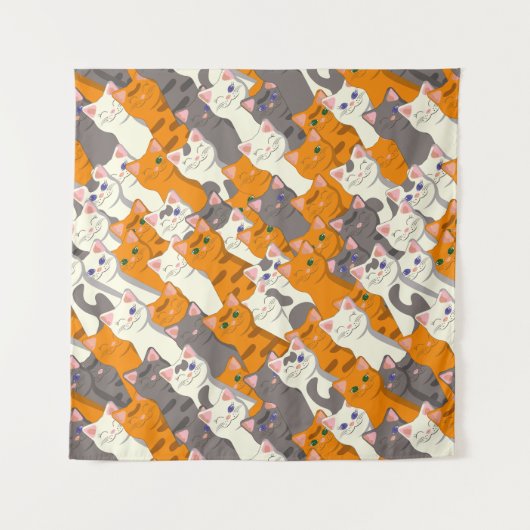 Gember wit zwart kat diagonaal patroon wandkleed (Voorkant)