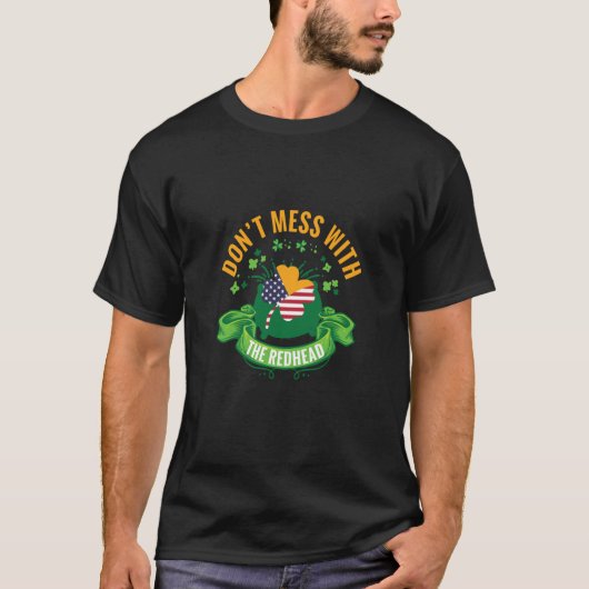 Gemberbaard Rodekop Ierse Baard St. Patrick's Dag T-shirt (Voorkant)