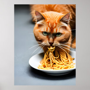 Gemberkat eet spaghetti poster