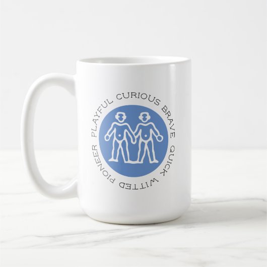 Gémeaux Bleus Cute Traits Zodiac Mug (Gauche)