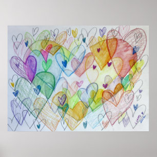 Gemeenschap Harten Kleur Schilderen Poster Kunst P