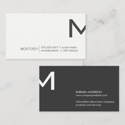 gemeenschappelijk | Monogram Split (donkergrijs) Visitekaartje (Voorkant / Achterkant)