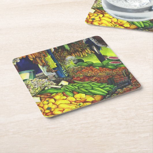 Gemeenschappelijke draden van menselijke interacti vierkante kartonnen onderzetter (Schuin)