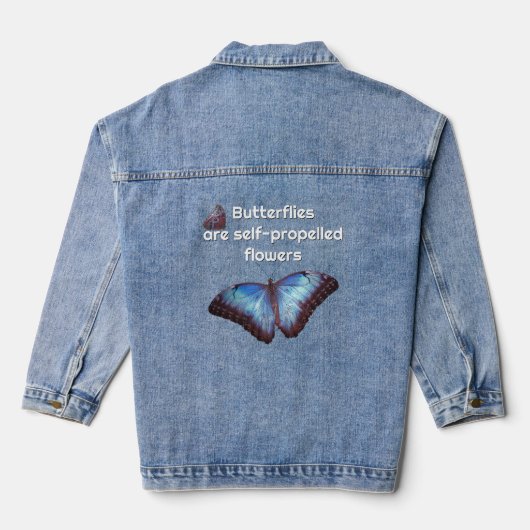 Gemeenschappelijke Morpho vlinders met citaat Denim Jacket (Achterkant)