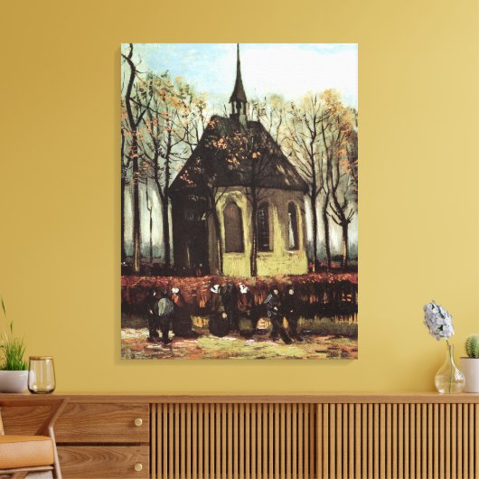 Gemeente in de kerk, Nuenen door Vincent van Gogh Canvas Afdruk (Insitu (Woonkamer))