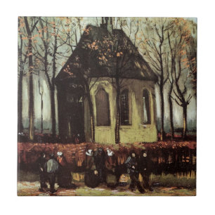 Gemeente in de kerk, Nuenen door Vincent van Gogh Tegeltje
