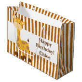 Gemelde Oranje-Witte Stripes・Aangepast Large Cadeauzakje (Voorkant Gekanteld)