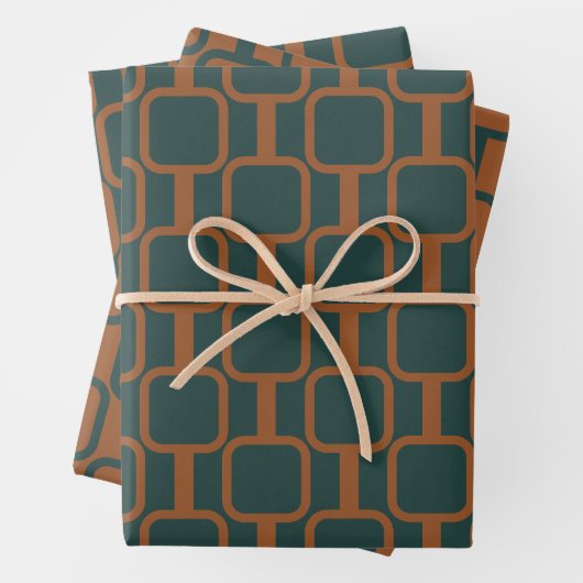 Gememd verbindt Geometrische Patronen in Rust en B Inpakpapier Vel (In situ)