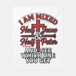Gemene Jezus en Petrus Vintage Christelijke Humor Fleece Deken