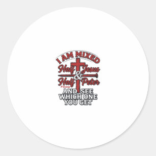 Gemene Jezus en Petrus Vintage Christelijke Humor Ronde Sticker