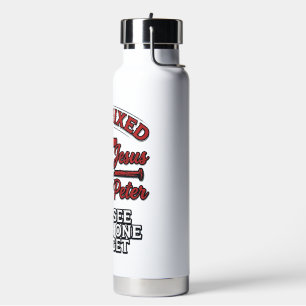 Gemene Jezus en Petrus Vintage Christelijke Humor Waterfles